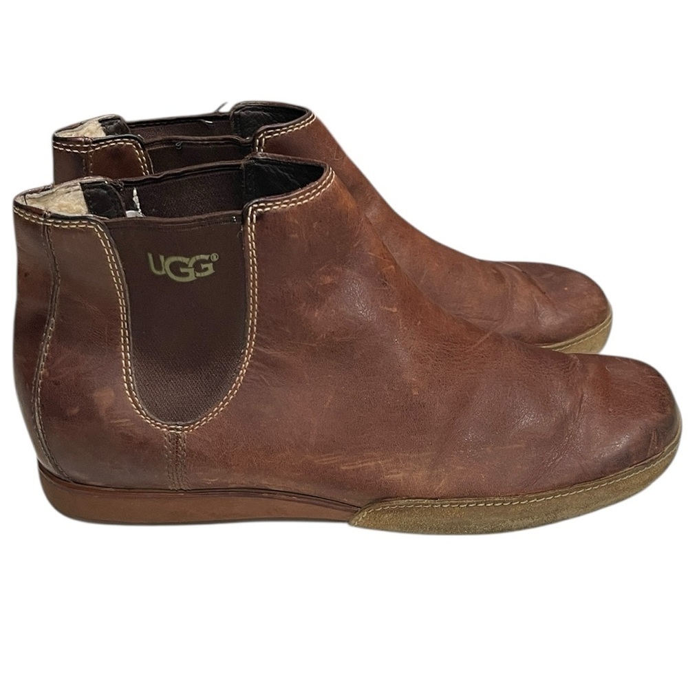 UGG Men’s Aiden Chelsea Leather Boot Water Resistant SZ 11 Brown